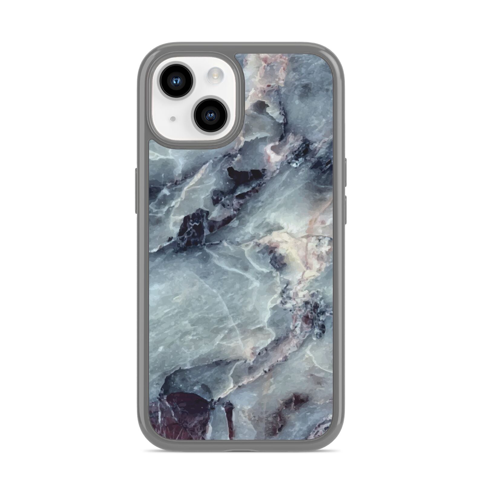 Faux Marble Blue Grey iPhone 14 Clear Tough Case Starlight