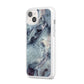Faux Marble Blue Grey iPhone 14 Plus Clear Tough Case Starlight Angled Image