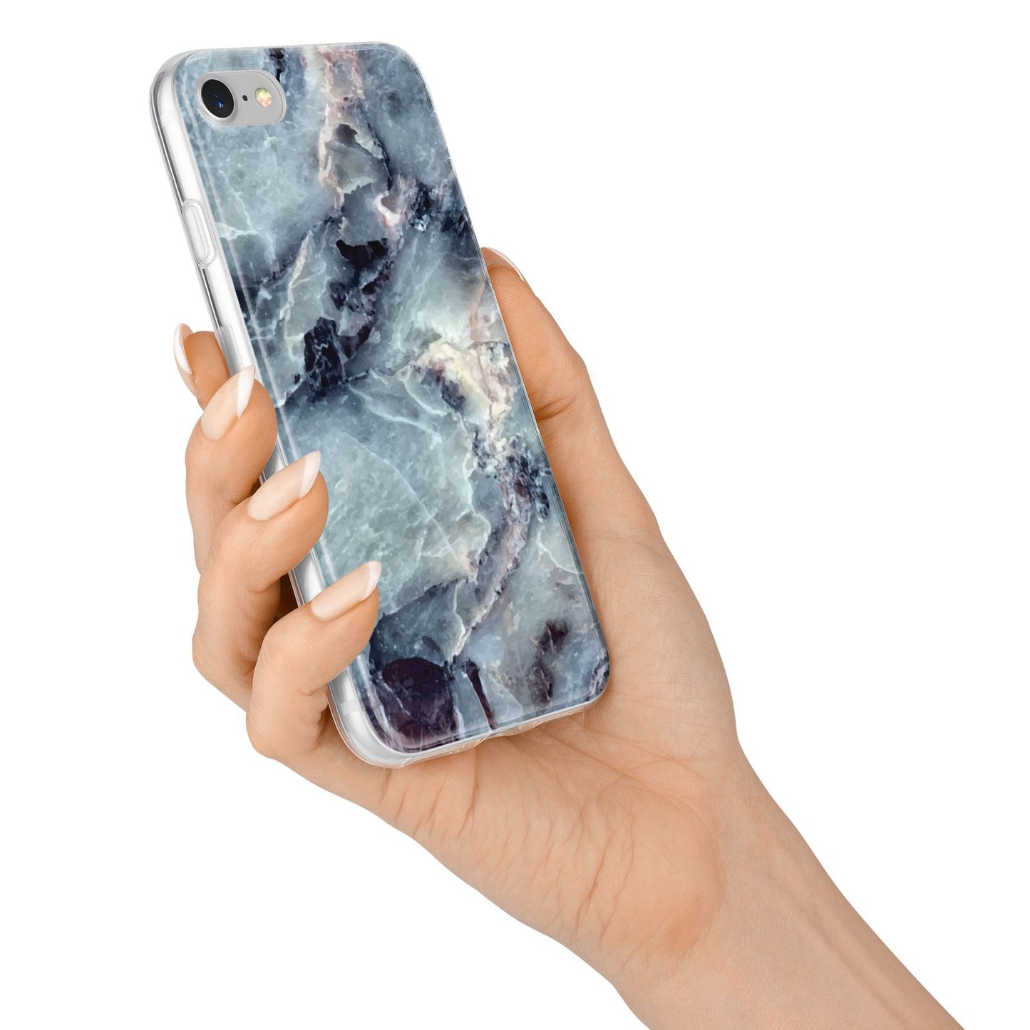 Faux Marble Blue Grey iPhone 7 Bumper Case on Silver iPhone Alternative Image