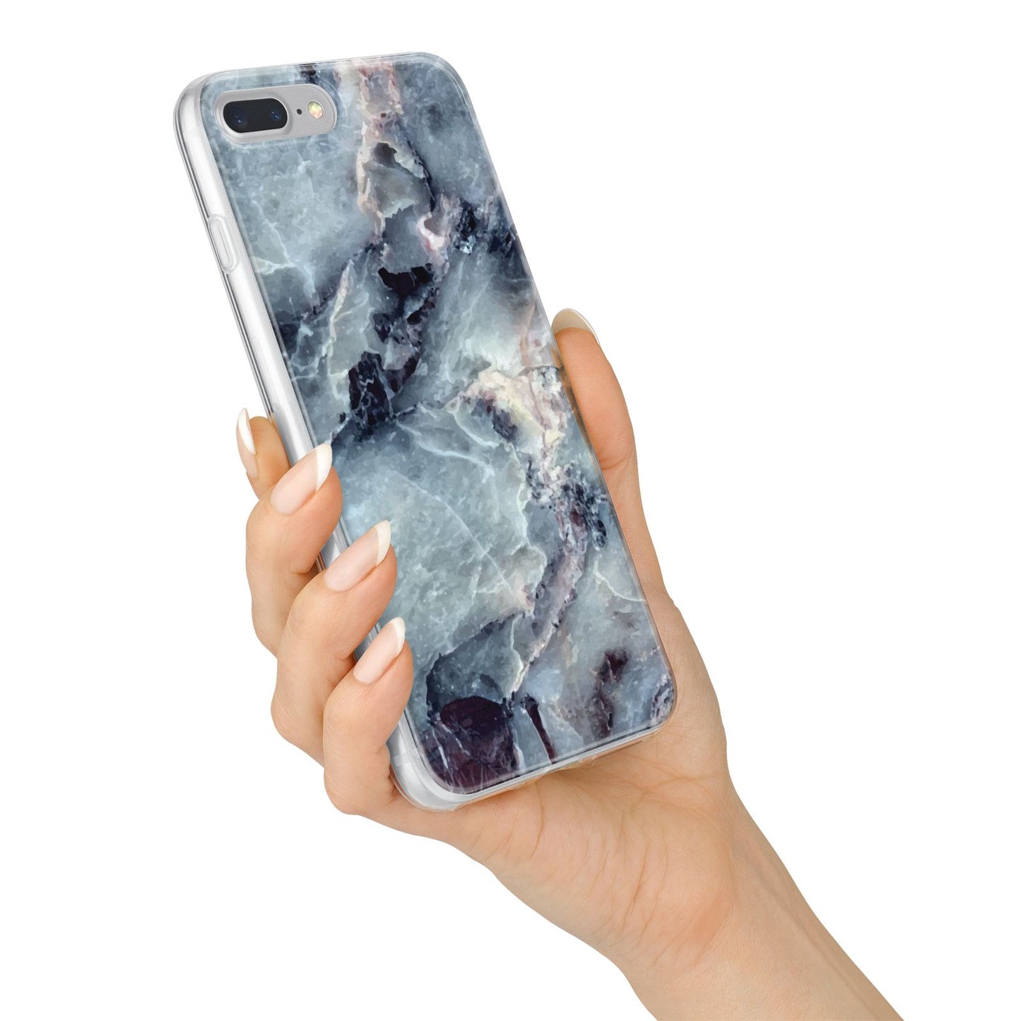 Faux Marble Blue Grey iPhone 7 Plus Bumper Case on Silver iPhone Alternative Image