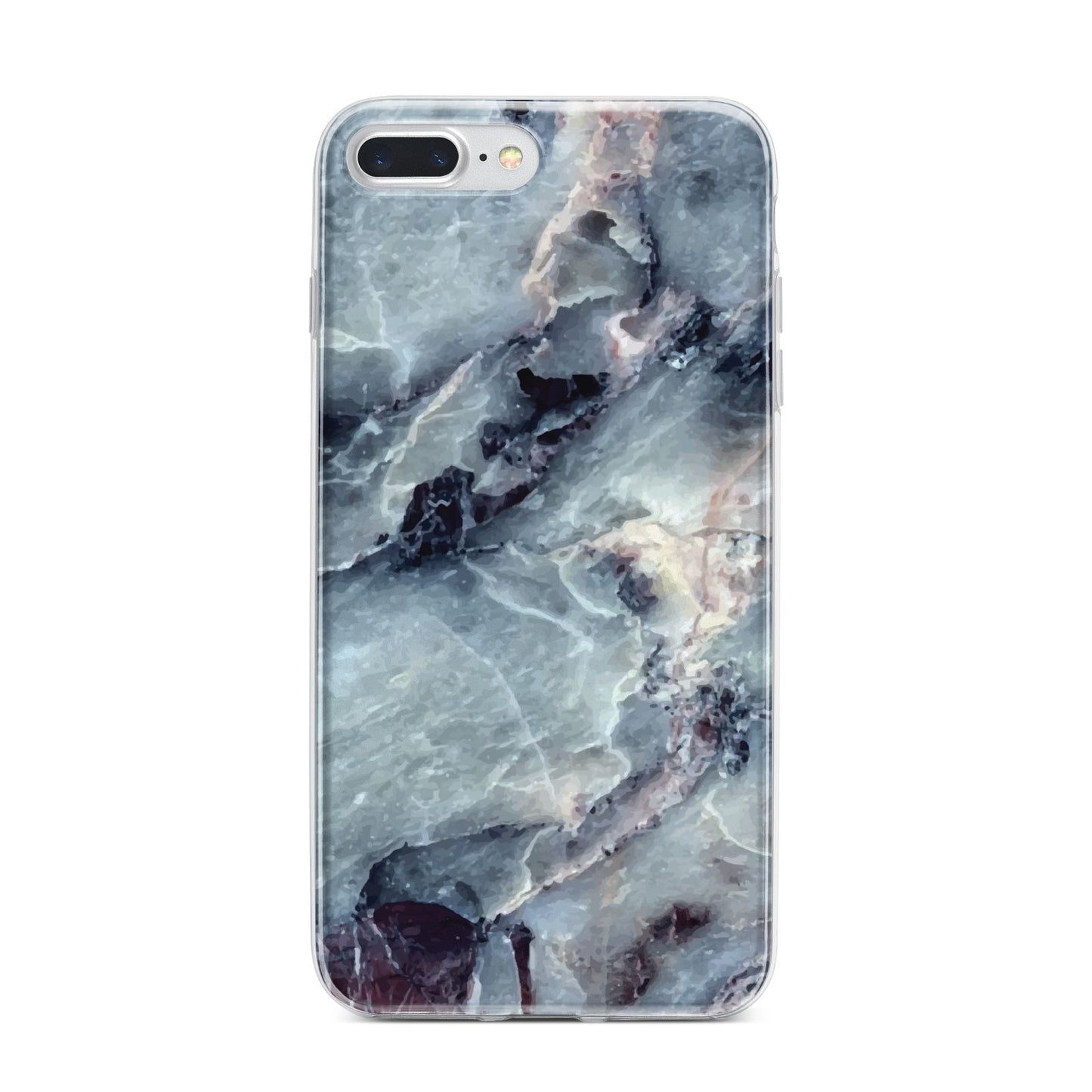 Faux Marble Blue Grey iPhone 7 Plus Bumper Case on Silver iPhone