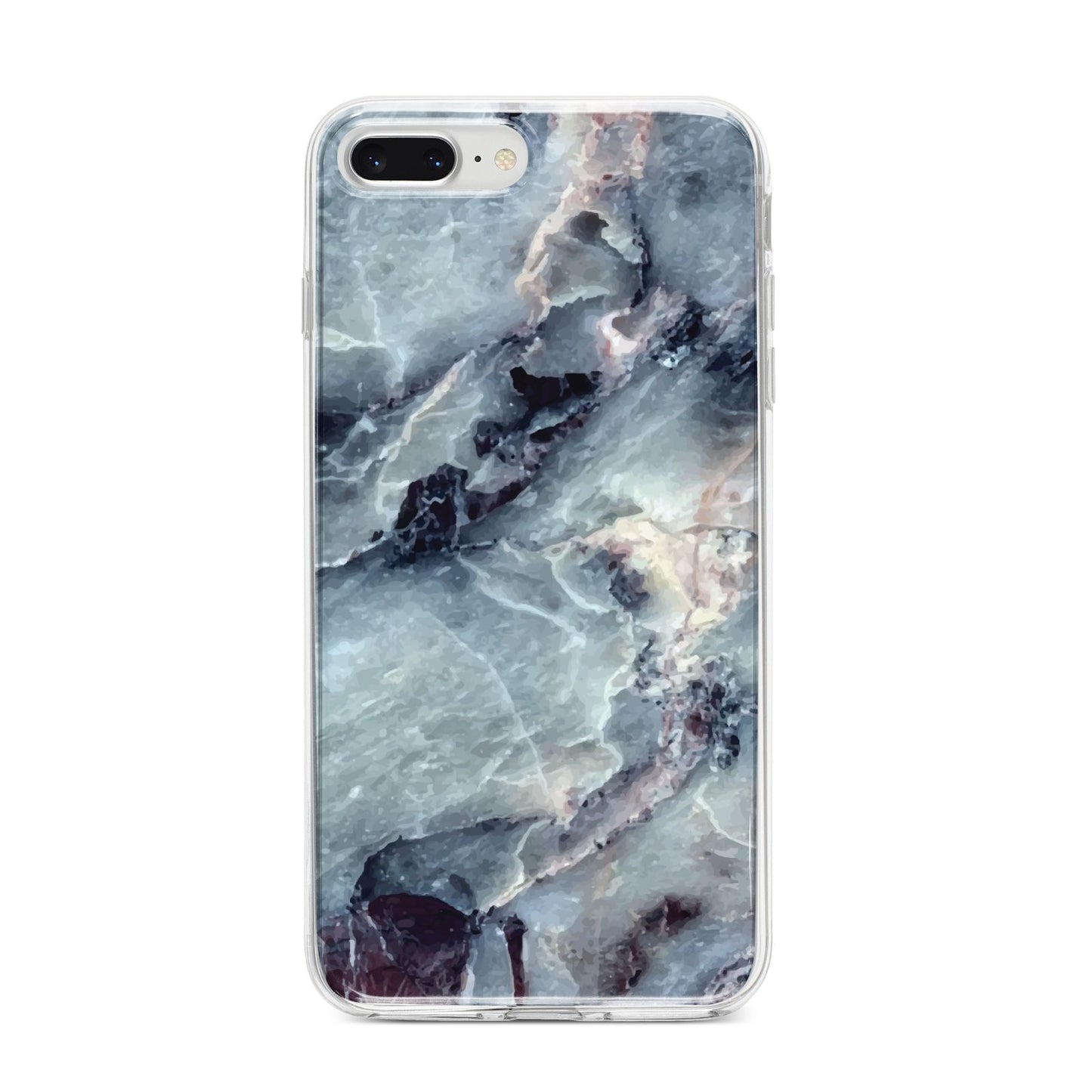 Faux Marble Blue Grey iPhone 8 Plus Bumper Case on Silver iPhone