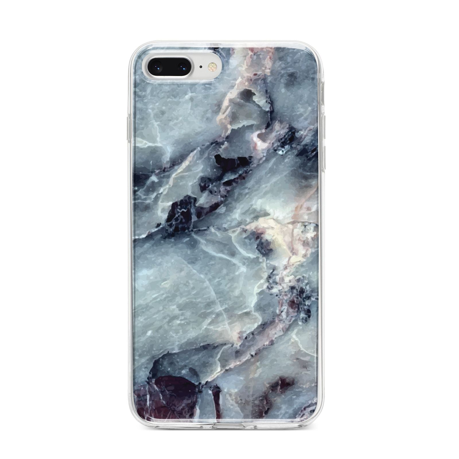 Faux Marble Blue Grey iPhone 8 Plus Bumper Case on Silver iPhone