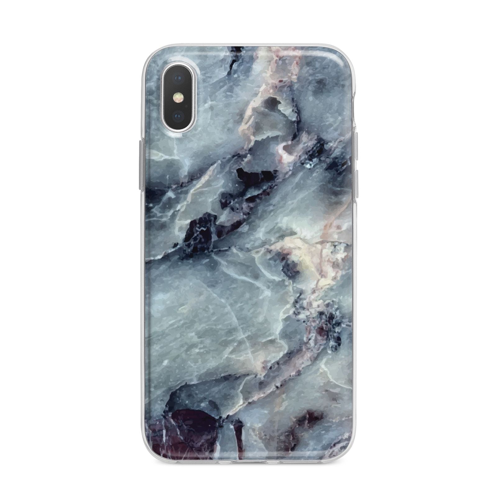 Faux Marble Blue Grey iPhone X Bumper Case on Silver iPhone Alternative Image 1