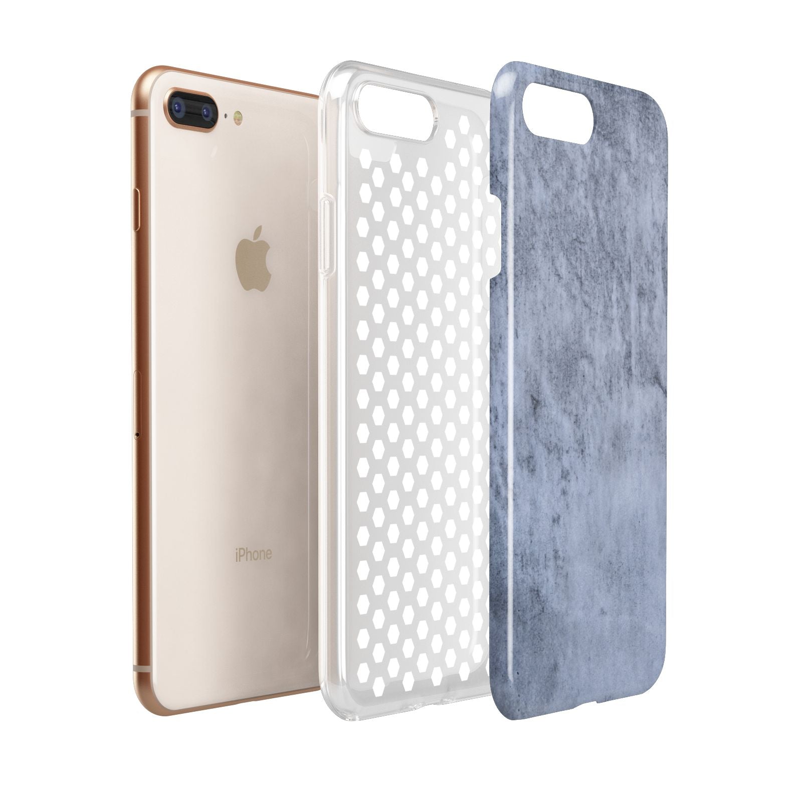 Faux Marble Dark Grey Apple iPhone 7 8 Plus 3D Tough Case Expanded View