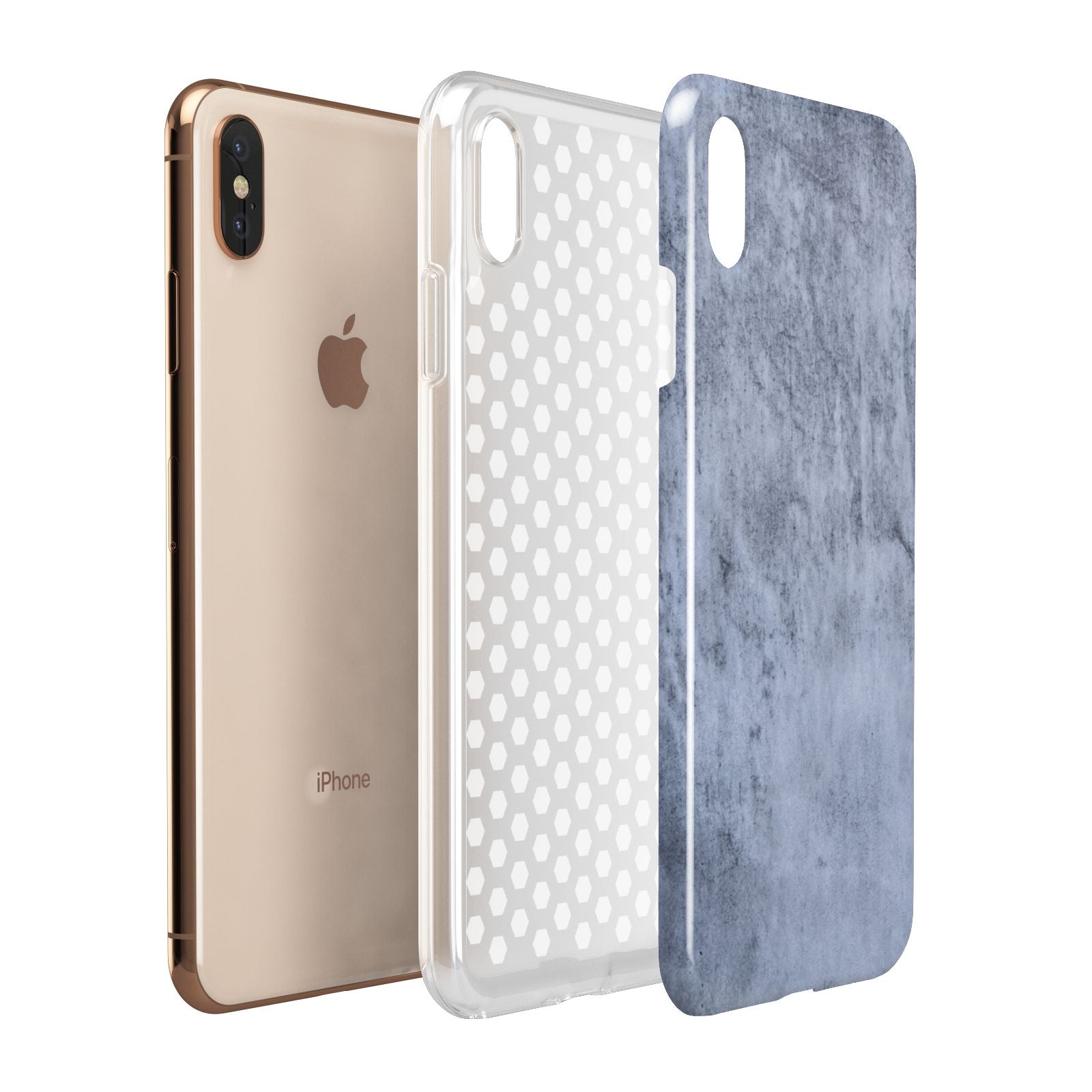 Faux Marble Dark Grey Apple iPhone Xs Max 3D Tough Case Expanded View