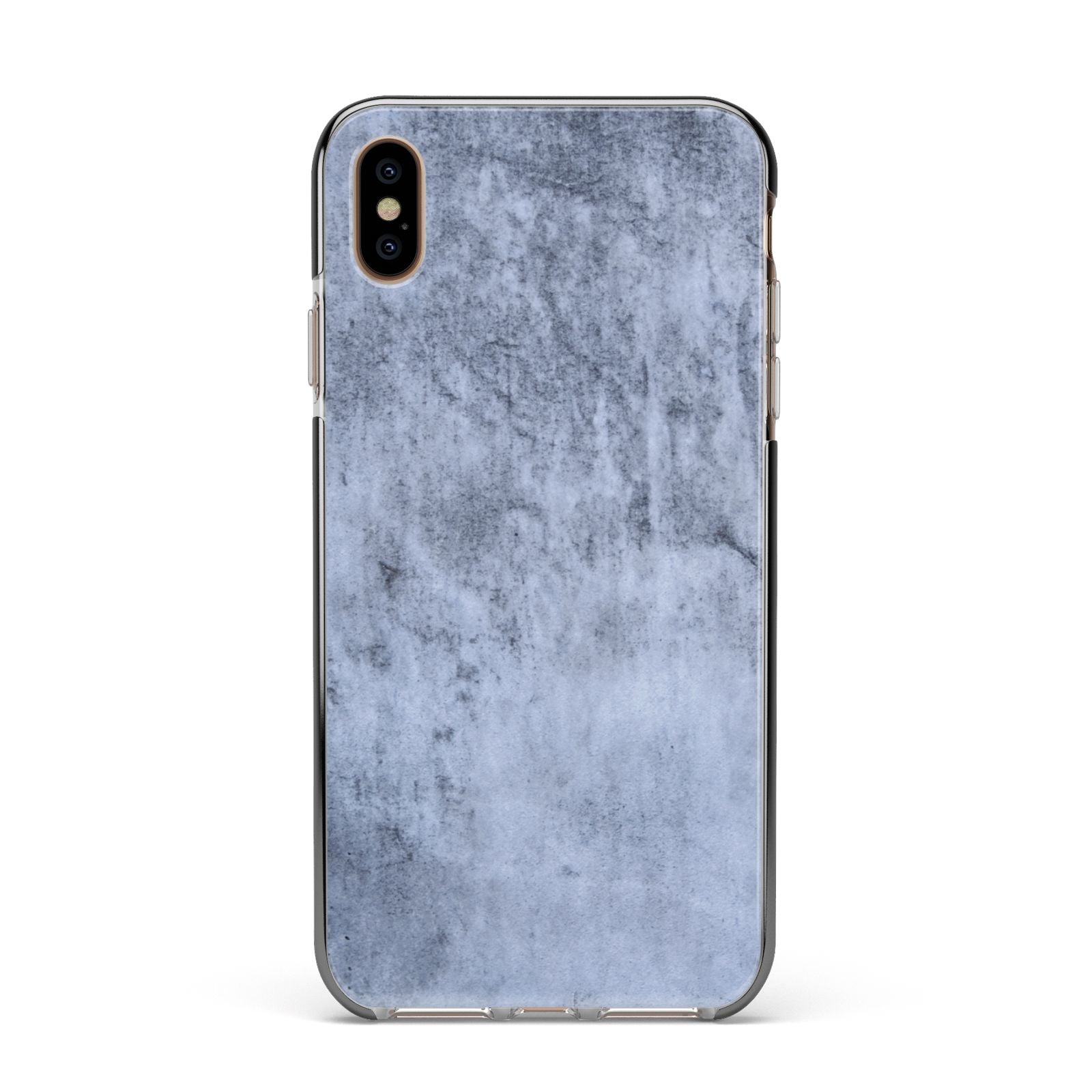 Faux Marble Dark Grey Apple iPhone Xs Max Impact Case Black Edge on Gold Phone
