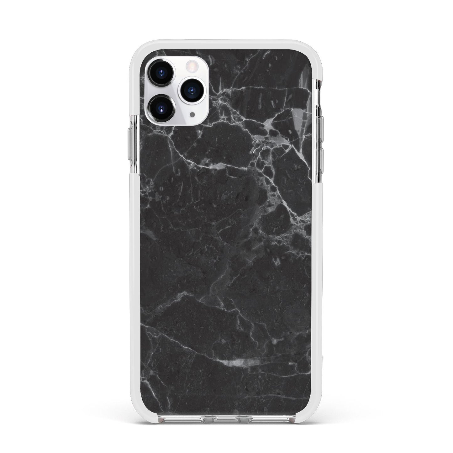 Faux Marble Effect Black Apple iPhone 11 Pro Max in Silver with White Impact Case