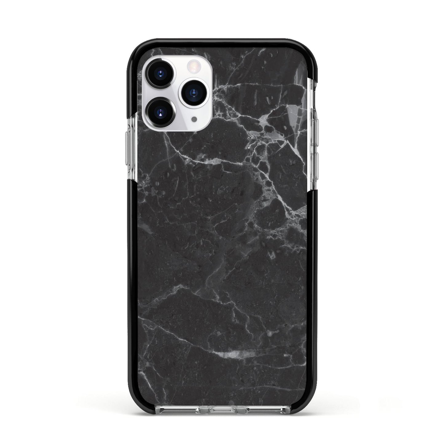 Faux Marble Effect Black Apple iPhone 11 Pro in Silver with Black Impact Case