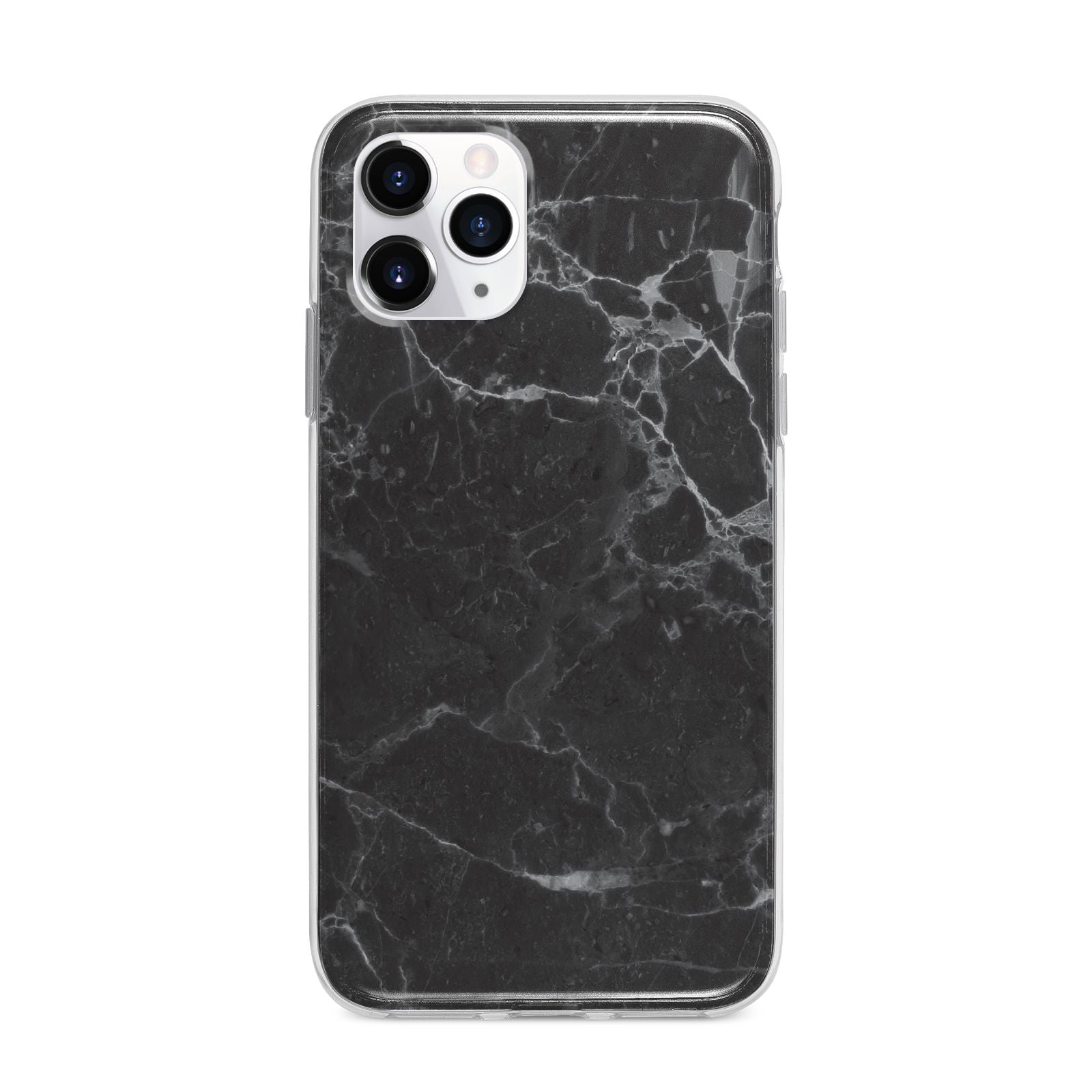 Faux Marble Effect Black Apple iPhone 11 Pro in Silver with Bumper Case