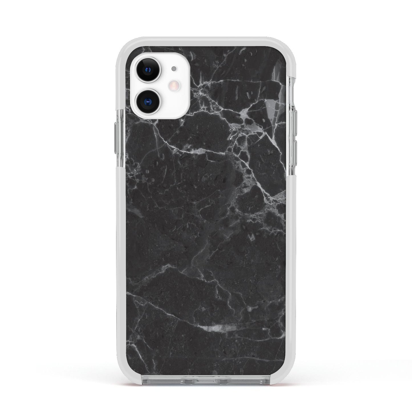 Faux Marble Effect Black Apple iPhone 11 in White with White Impact Case