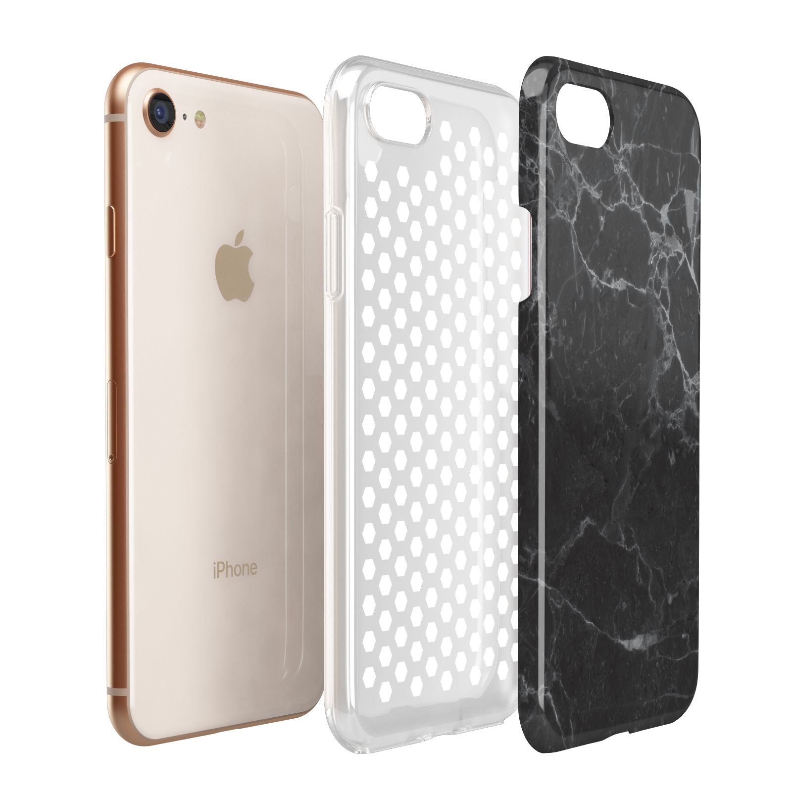 Faux Marble Effect Black Apple iPhone 7 8 3D Tough Case Expanded View