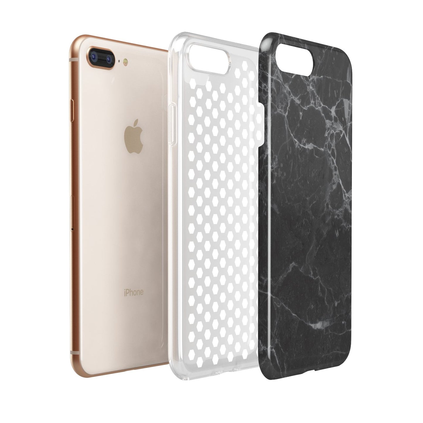 Faux Marble Effect Black Apple iPhone 7 8 Plus 3D Tough Case Expanded View