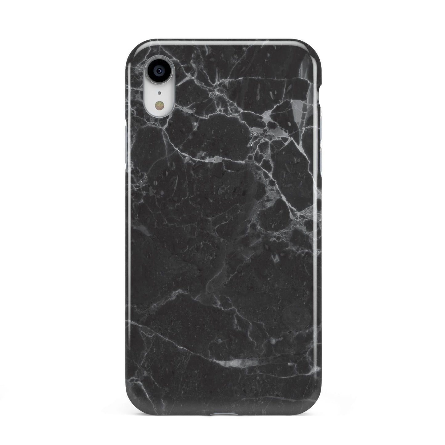 Faux Marble Effect Black Apple iPhone XR White 3D Tough Case
