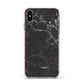 Faux Marble Effect Black Apple iPhone Xs Max Impact Case Pink Edge on Silver Phone