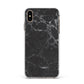 Faux Marble Effect Black Apple iPhone Xs Max Impact Case White Edge on Gold Phone