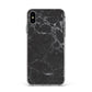 Faux Marble Effect Black Apple iPhone Xs Max Impact Case White Edge on Silver Phone