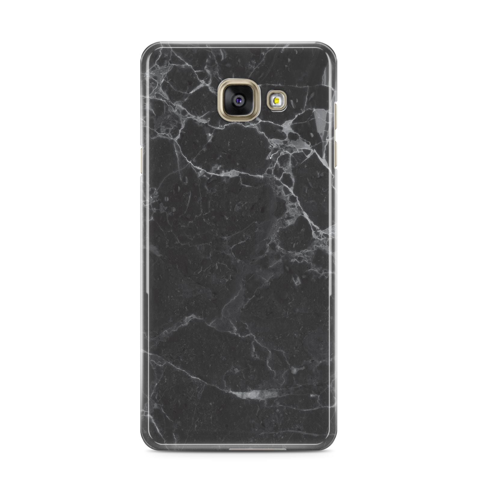 Faux Marble Effect Black Samsung Galaxy A3 2016 Case on gold phone