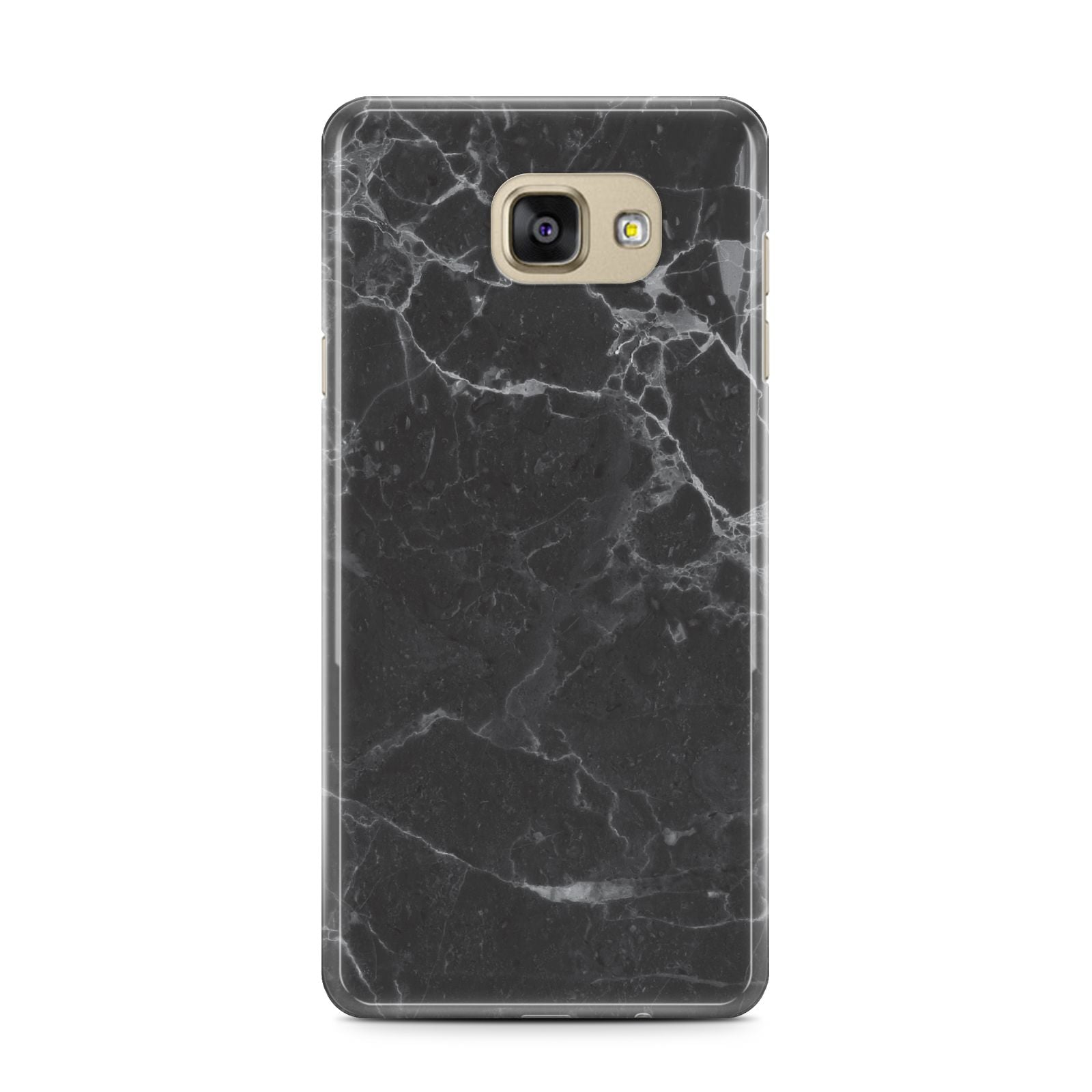 Faux Marble Effect Black Samsung Galaxy A7 2016 Case on gold phone