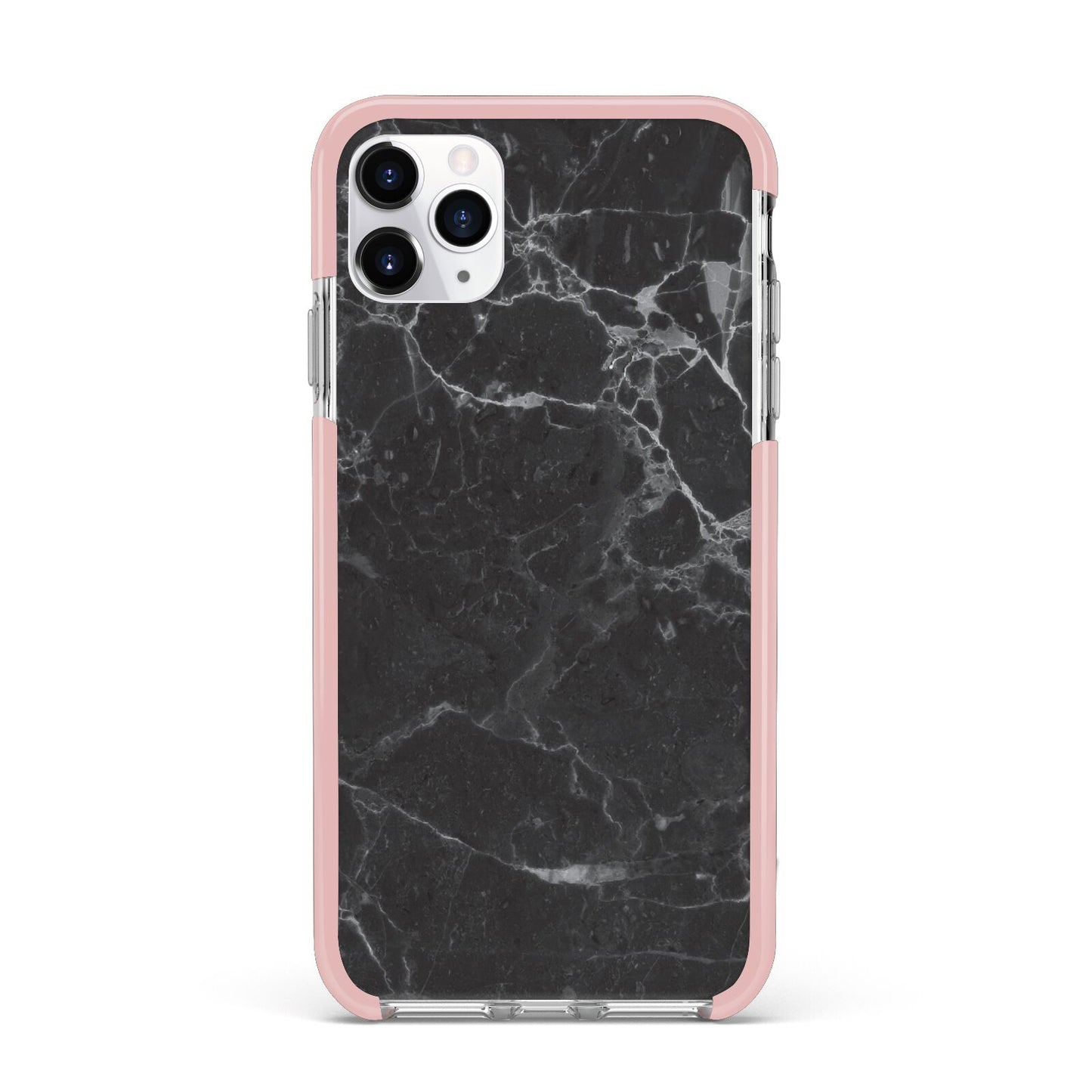 Faux Marble Effect Black iPhone 11 Pro Max Impact Pink Edge Case