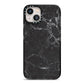 Faux Marble Effect Black iPhone 13 Black Impact Case on Silver phone