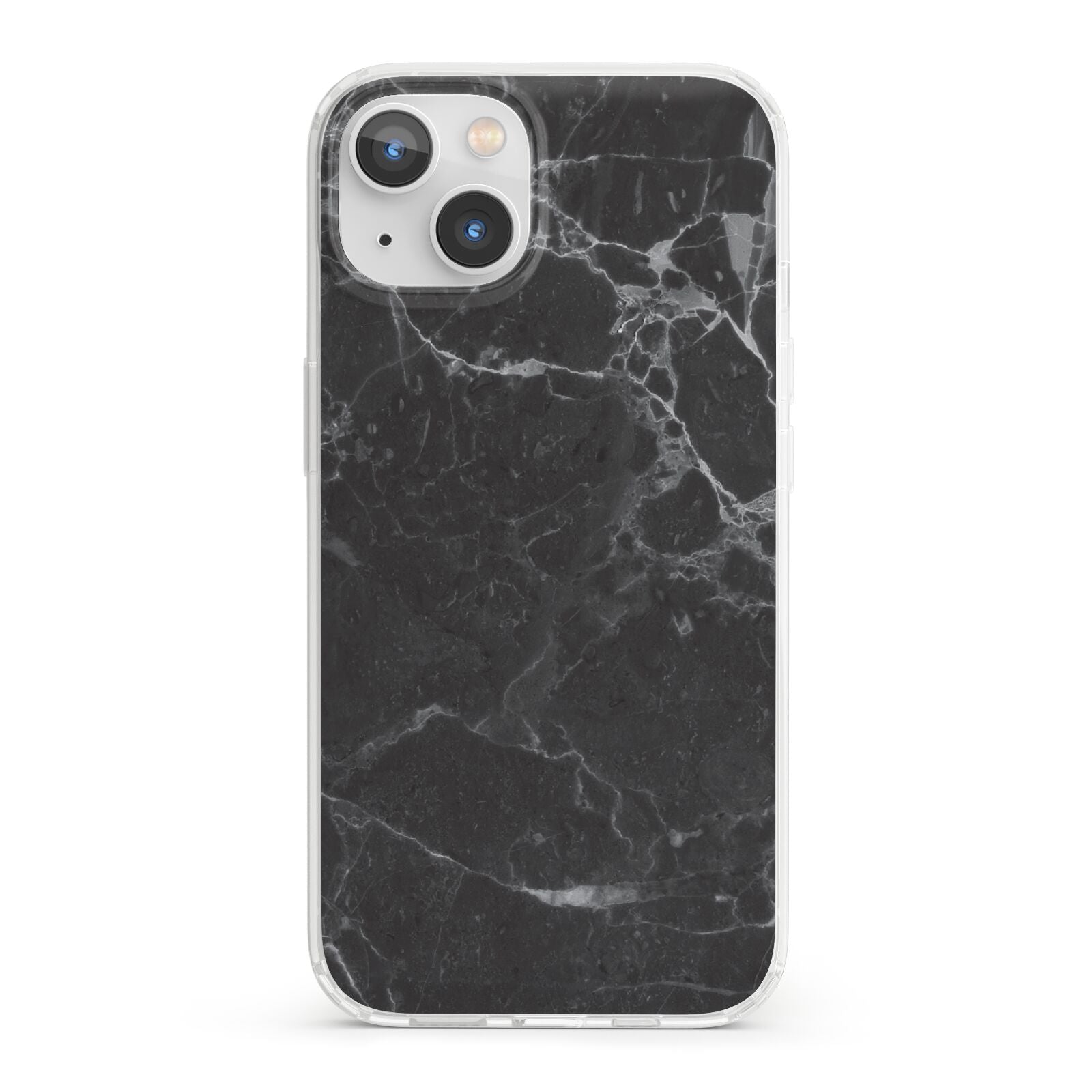Faux Marble Effect Black iPhone 13 Clear Bumper Case