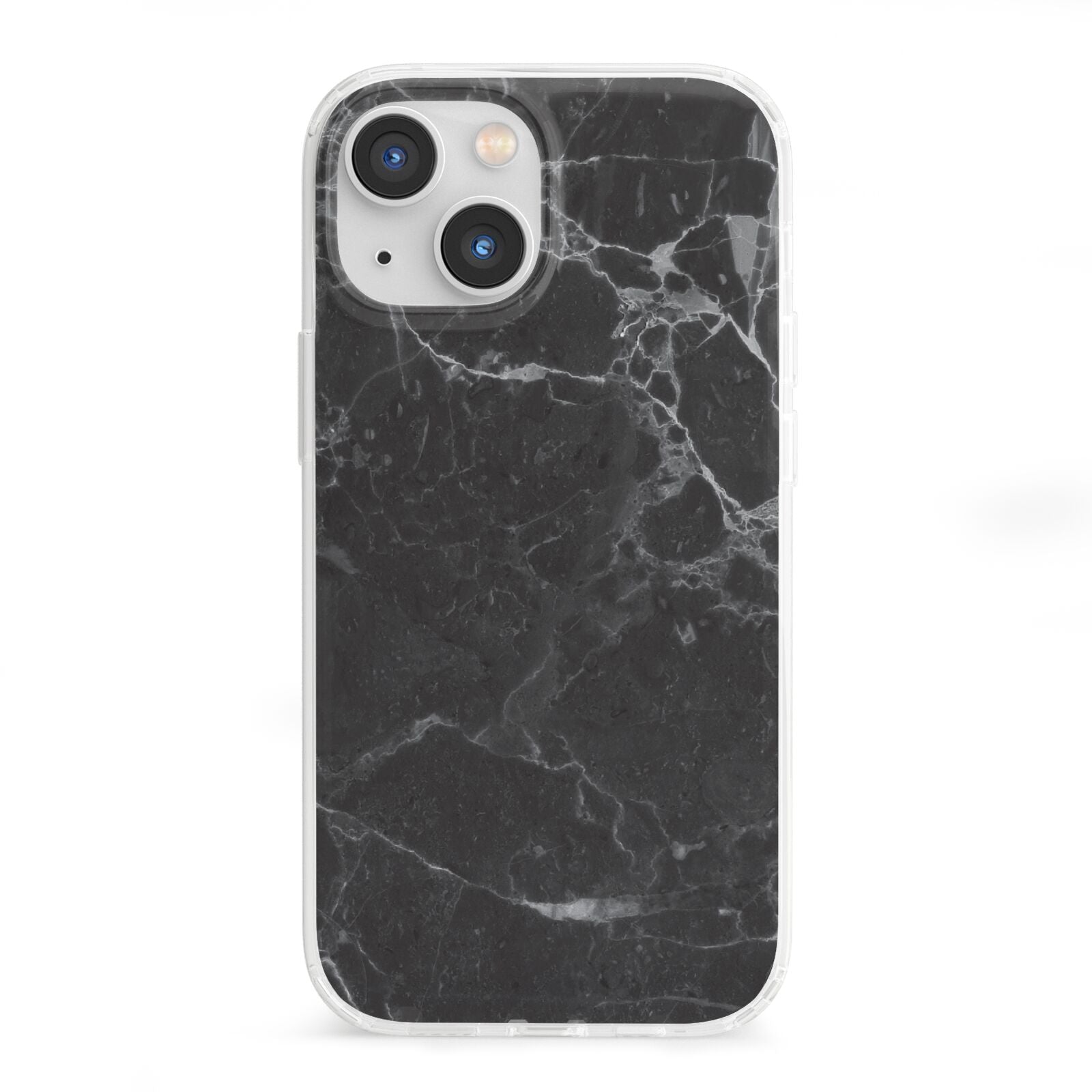 Faux Marble Effect Black iPhone 13 Mini Clear Bumper Case