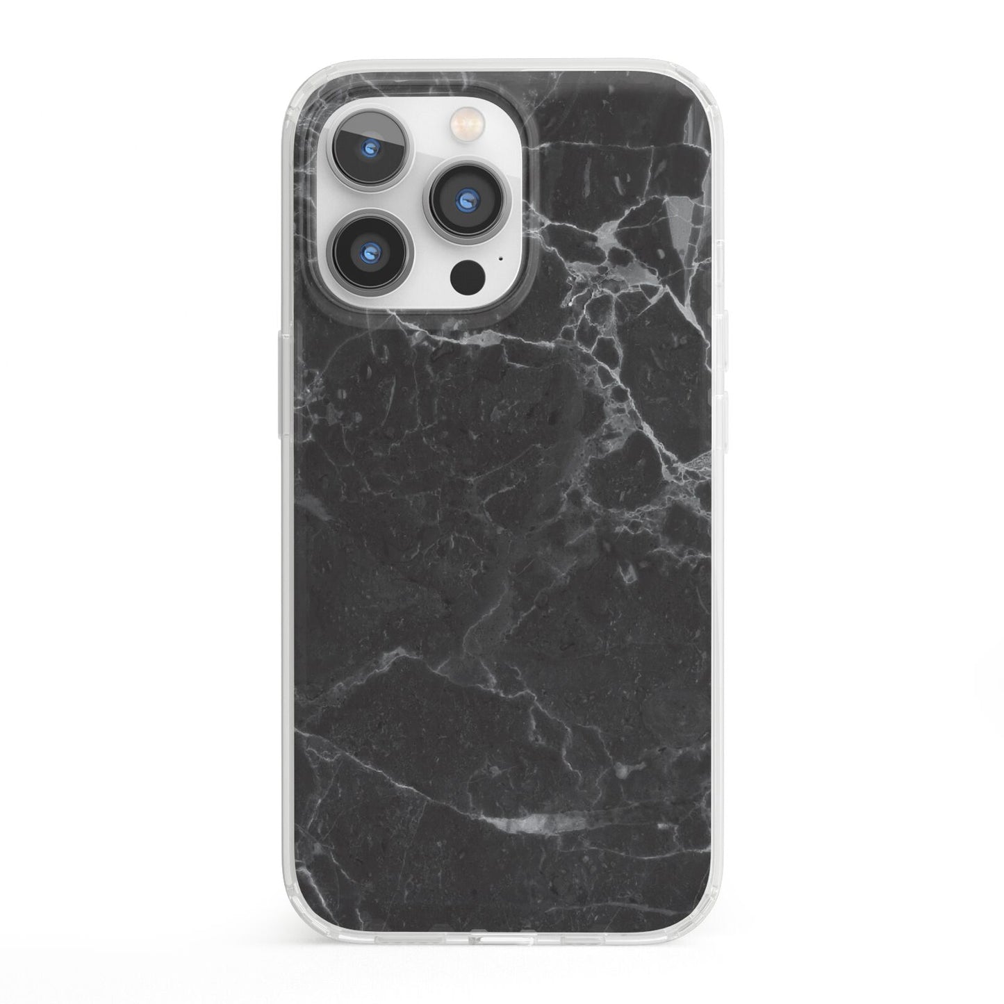 Faux Marble Effect Black iPhone 13 Pro Clear Bumper Case