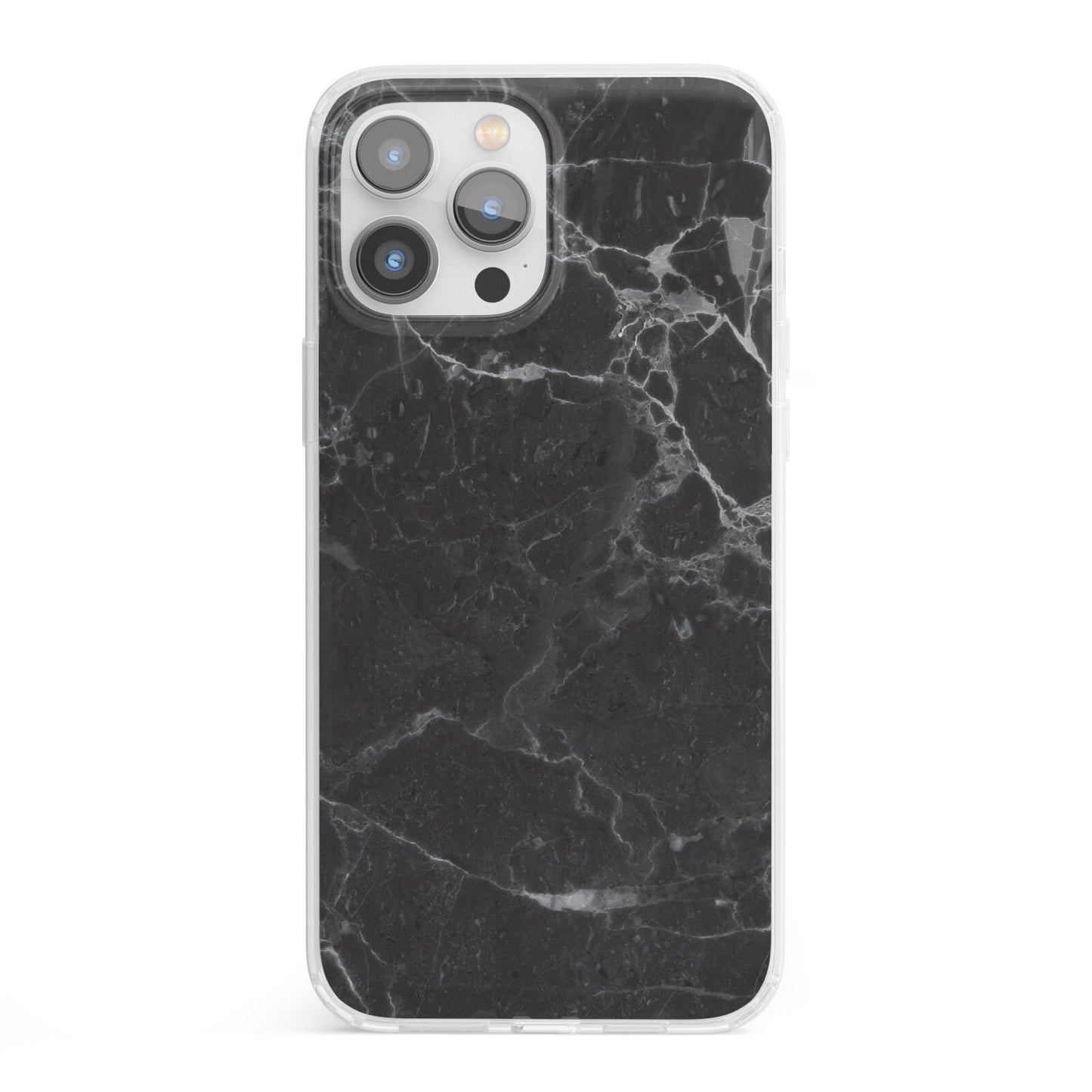 Faux Marble Effect Black iPhone 13 Pro Max Clear Bumper Case