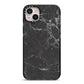Faux Marble Effect Black iPhone 14 Plus Black Impact Case on Silver phone