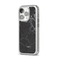 Faux Marble Effect Black iPhone 14 Pro Glitter Tough Case Silver Angled Image