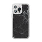 Faux Marble Effect Black iPhone 14 Pro Max Glitter Tough Case Silver