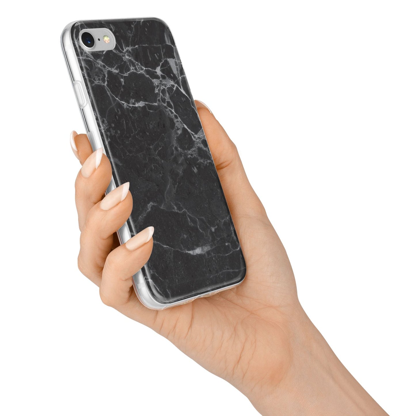 Faux Marble Effect Black iPhone 7 Bumper Case on Silver iPhone Alternative Image