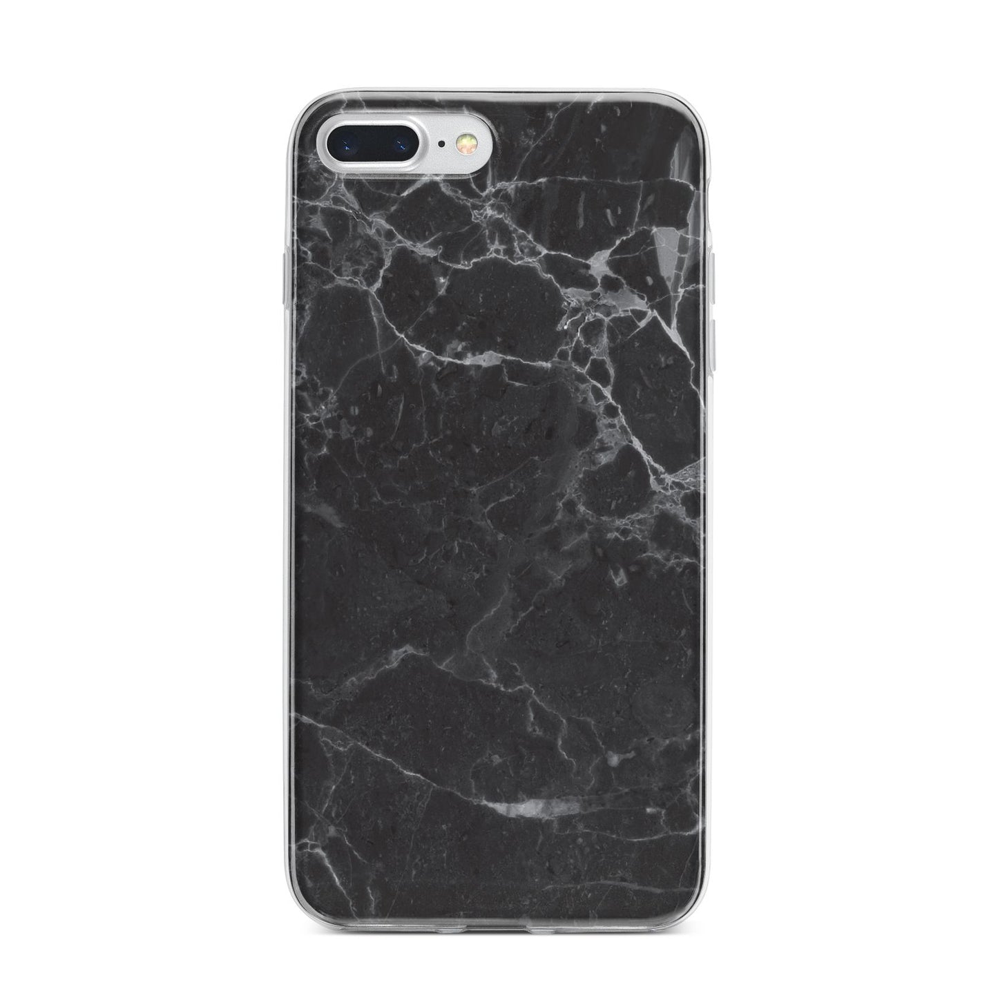 Faux Marble Effect Black iPhone 7 Plus Bumper Case on Silver iPhone