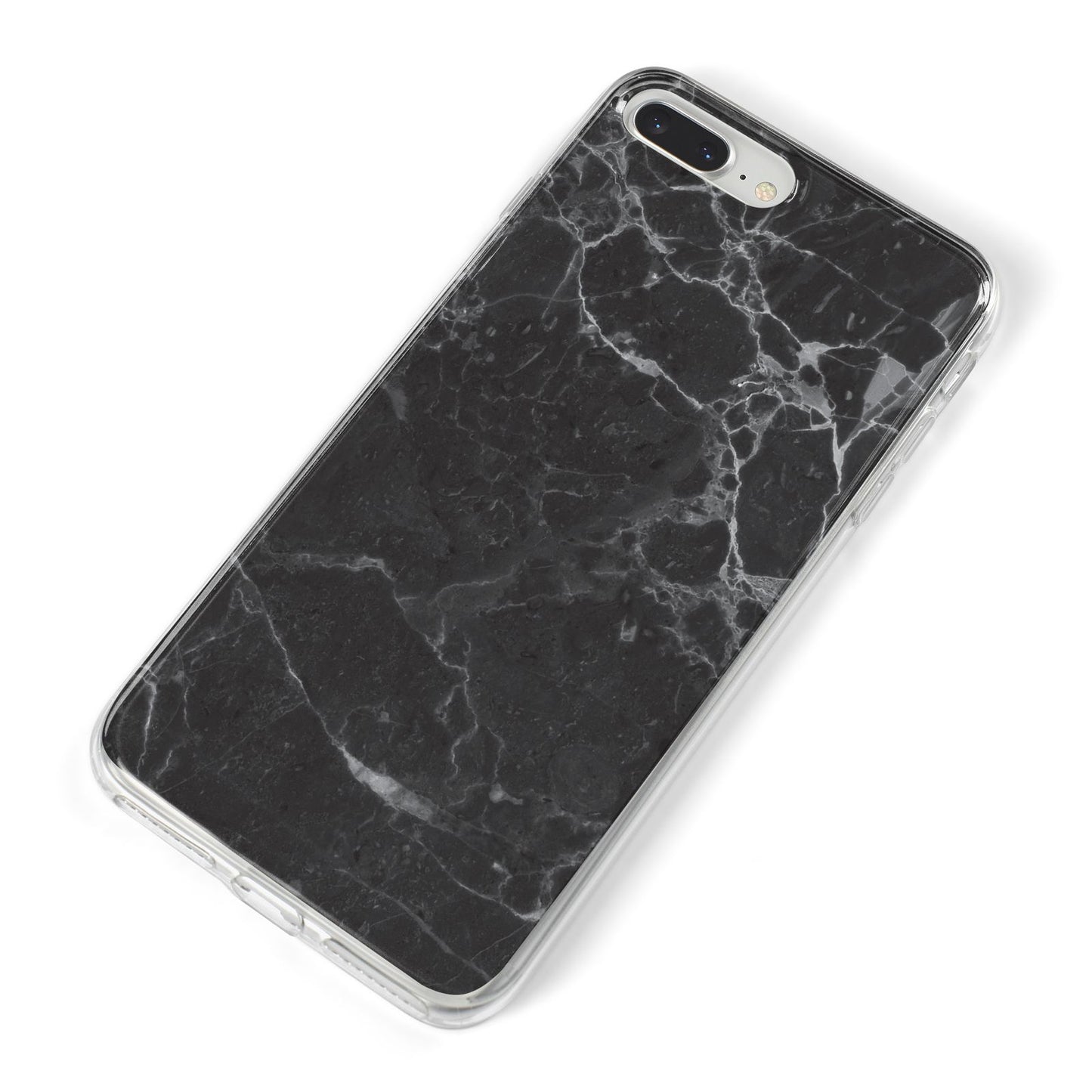 Faux Marble Effect Black iPhone 8 Plus Bumper Case on Silver iPhone Alternative Image