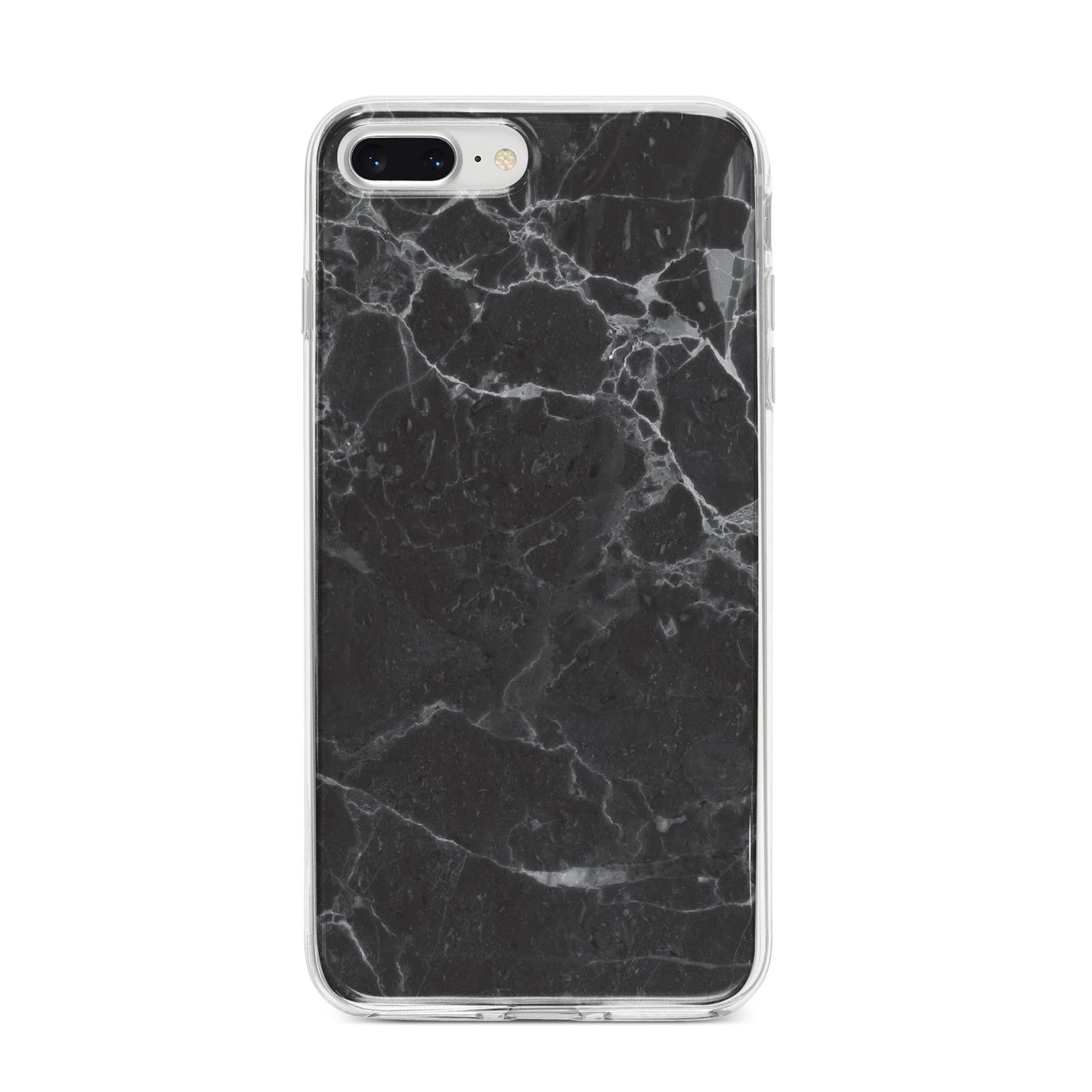 Faux Marble Effect Black iPhone 8 Plus Bumper Case on Silver iPhone