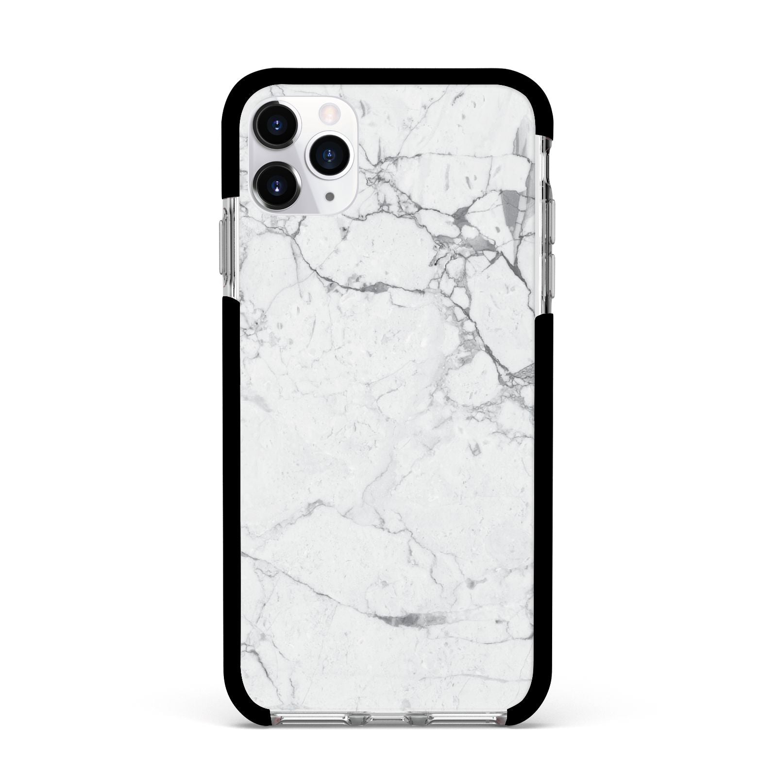 Faux Marble Effect Grey White Apple iPhone 11 Pro Max in Silver with Black Impact Case
