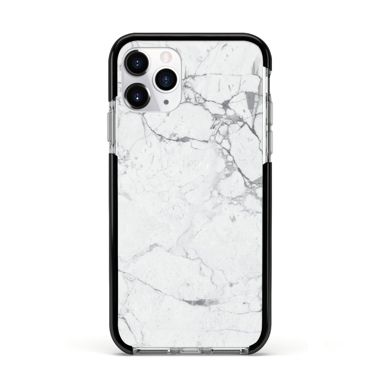 Faux Marble Effect Grey White Apple iPhone 11 Pro in Silver with Black Impact Case