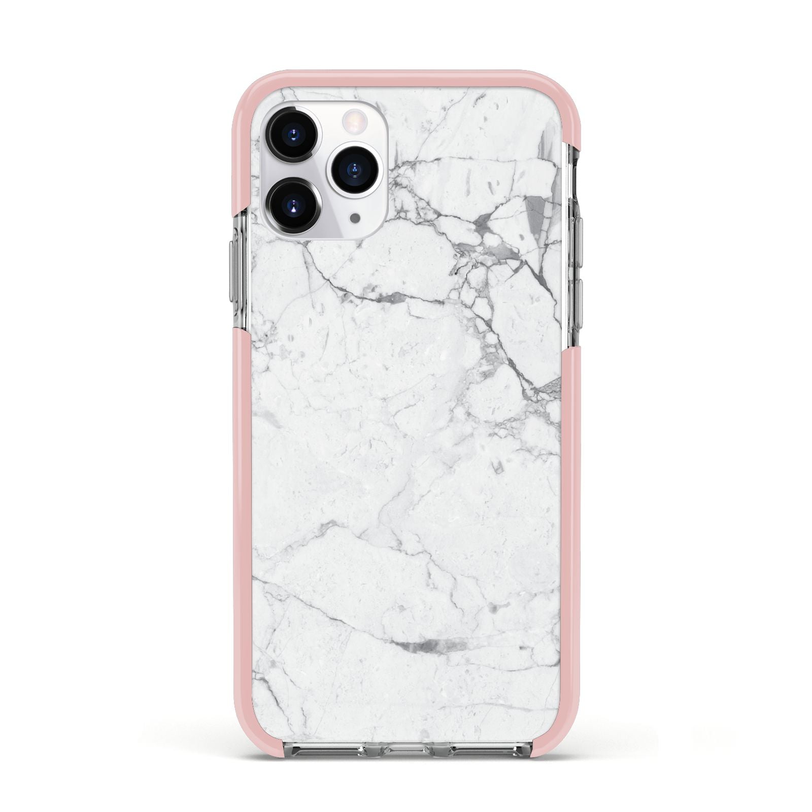Faux Marble Effect Grey White Apple iPhone 11 Pro in Silver with Pink Impact Case