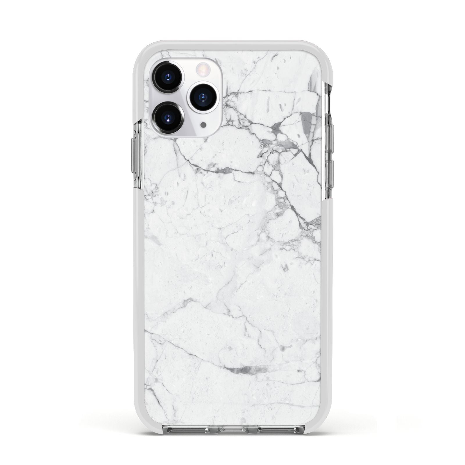 Faux Marble Effect Grey White Apple iPhone 11 Pro in Silver with White Impact Case