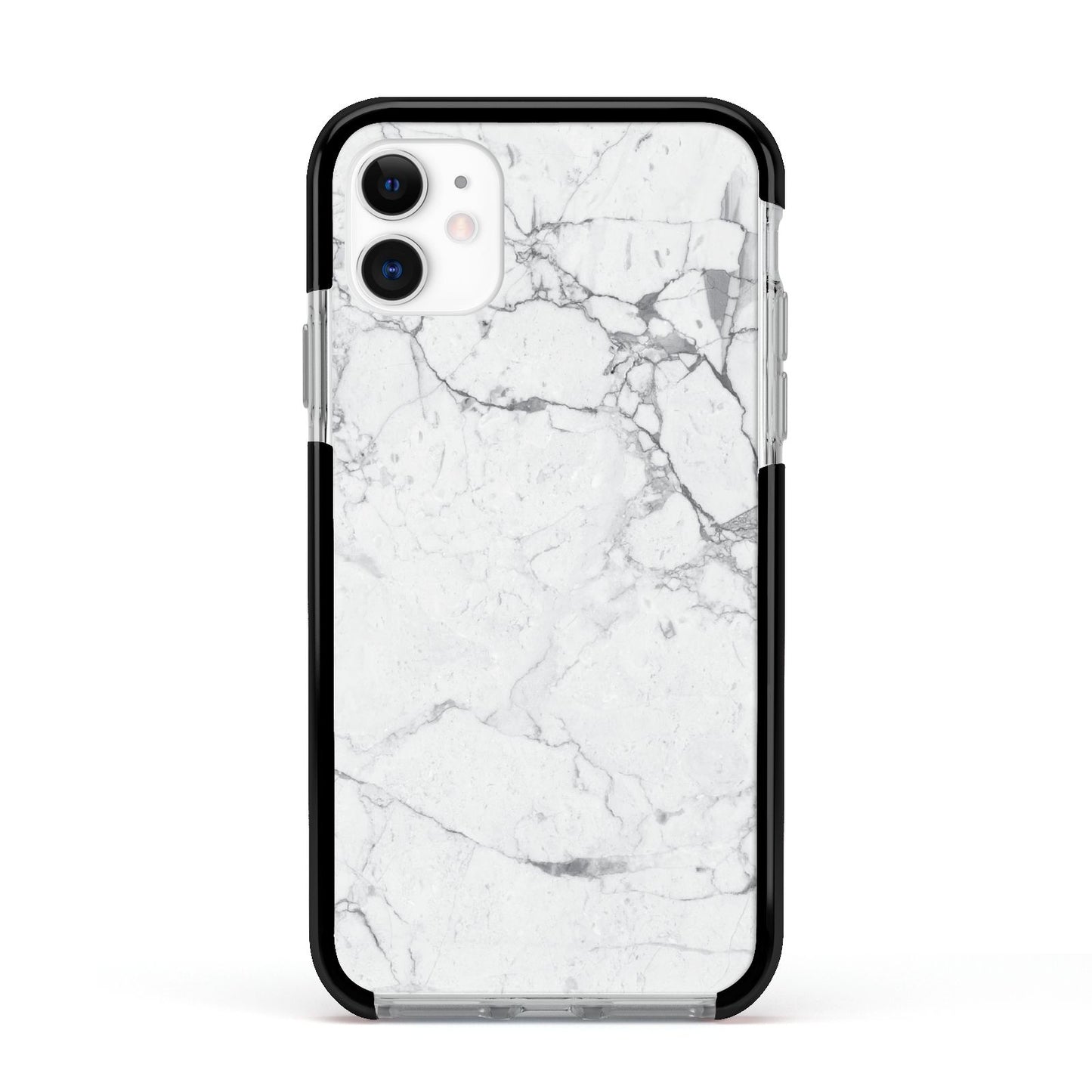 Faux Marble Effect Grey White Apple iPhone 11 in White with Black Impact Case