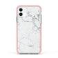 Faux Marble Effect Grey White Apple iPhone 11 in White with Pink Impact Case
