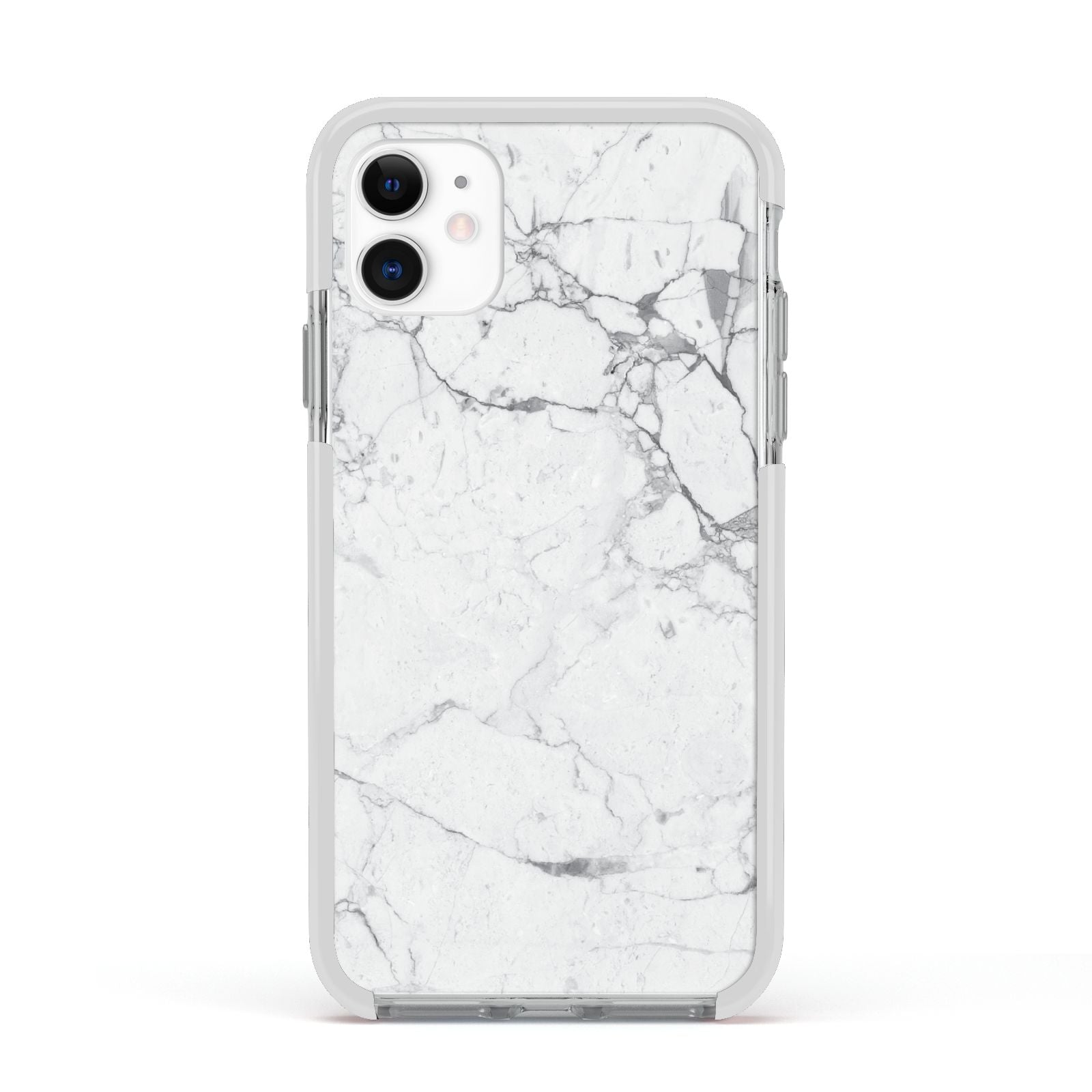 Faux Marble Effect Grey White Apple iPhone 11 in White with White Impact Case