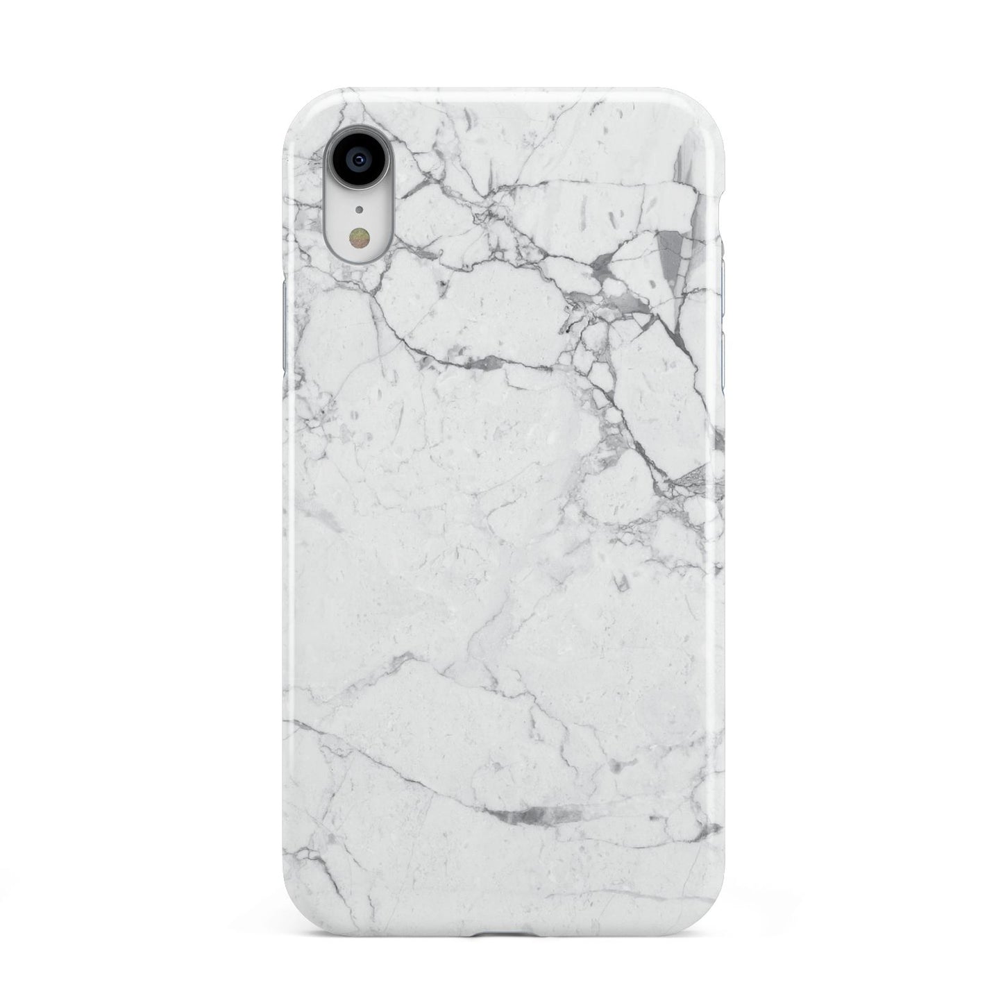 Faux Marble Effect Grey White Apple iPhone XR White 3D Tough Case
