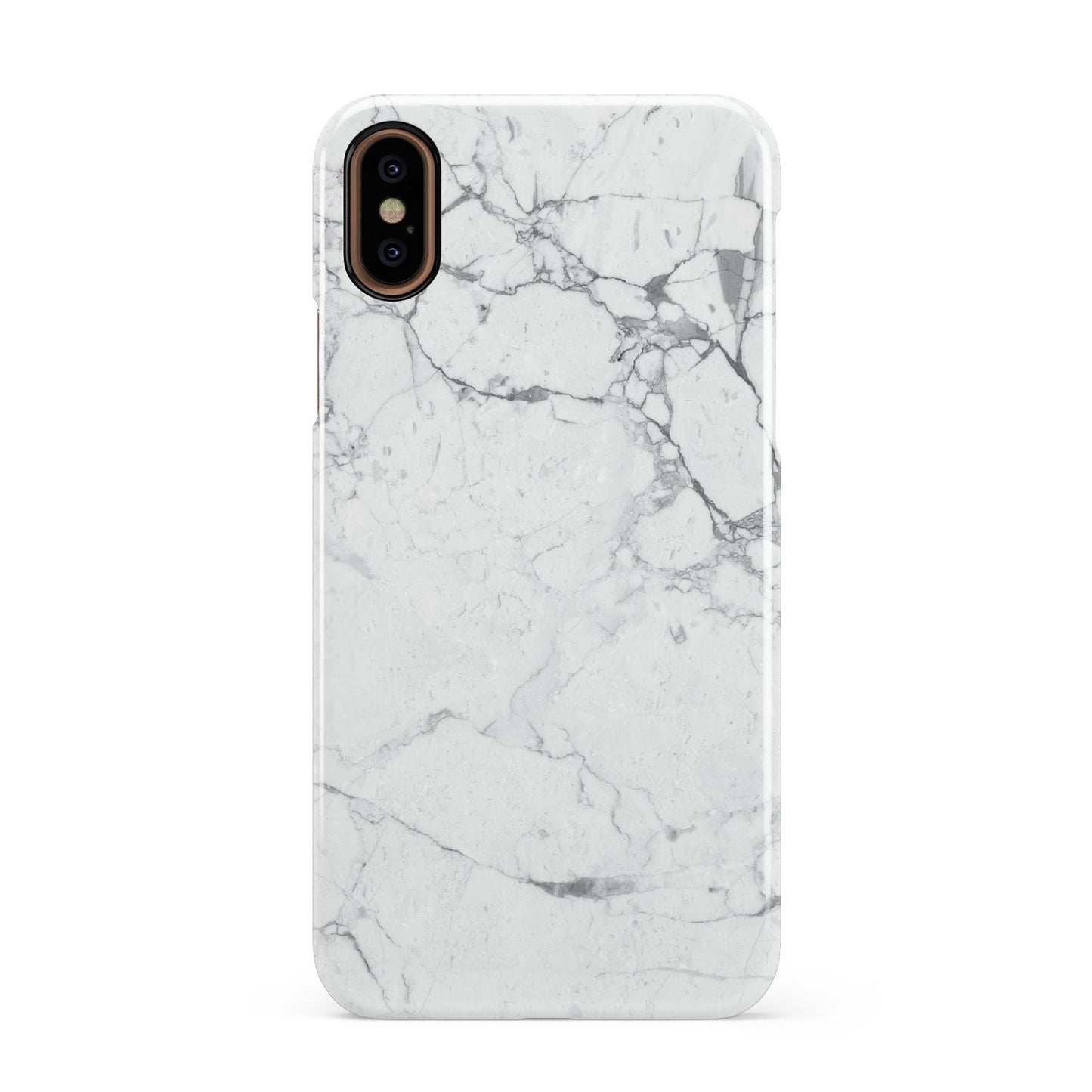 Faux Marble Effect Grey White Apple iPhone XS 3D Snap Case