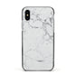Faux Marble Effect Grey White Apple iPhone Xs Impact Case Black Edge on Silver Phone