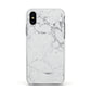 Faux Marble Effect Grey White Apple iPhone Xs Impact Case White Edge on Black Phone