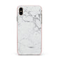 Faux Marble Effect Grey White Apple iPhone Xs Max Impact Case Pink Edge on Gold Phone