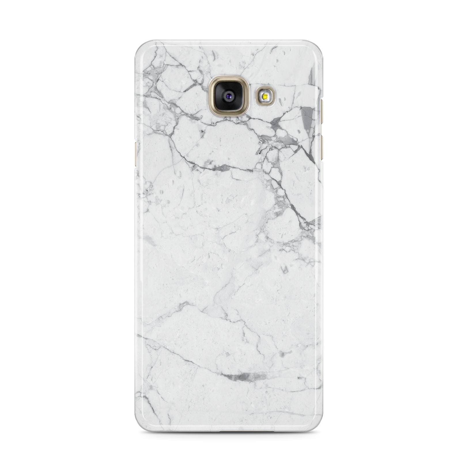 Faux Marble Effect Grey White Samsung Galaxy A3 2016 Case on gold phone