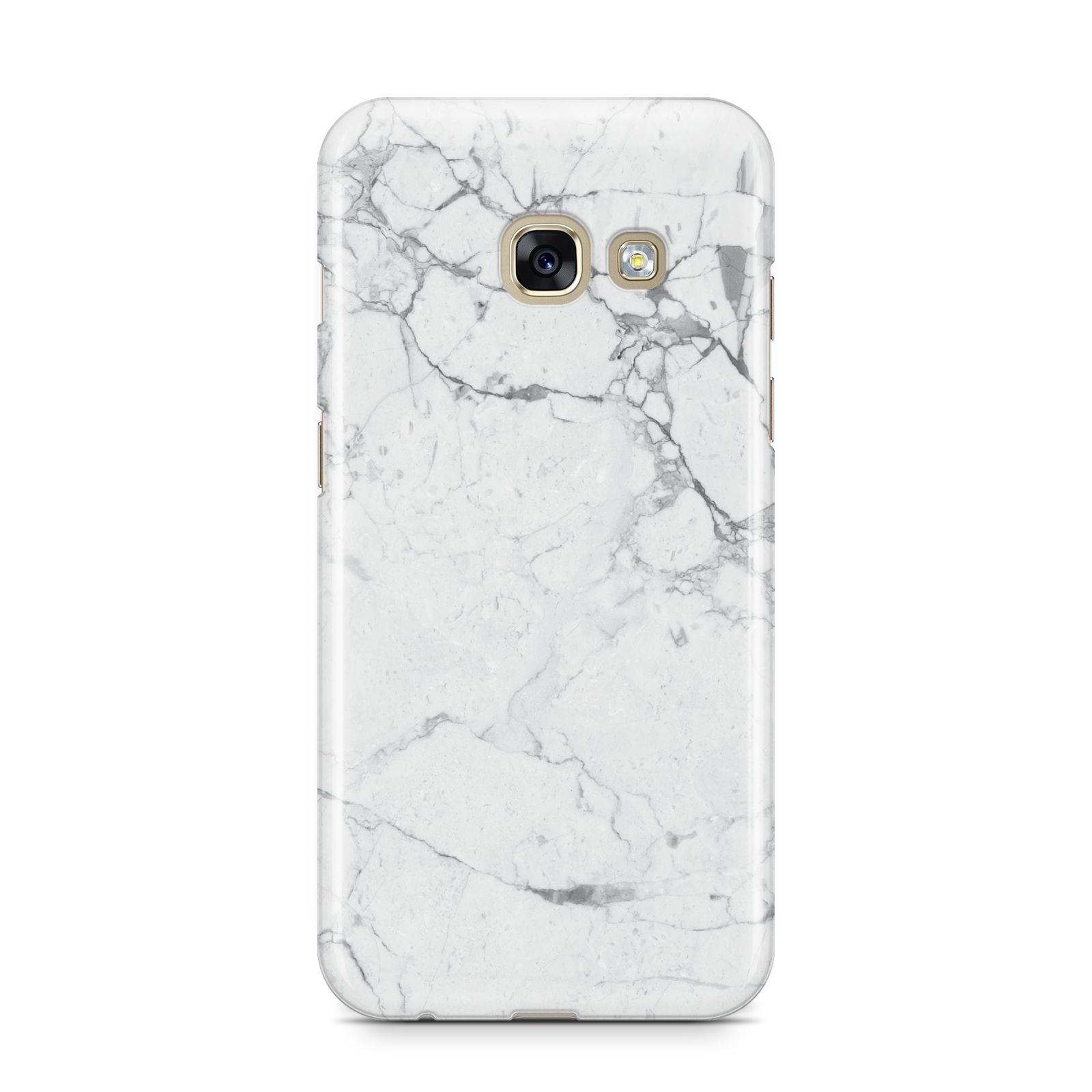 Faux Marble Effect Grey White Samsung Galaxy A3 2017 Case on gold phone